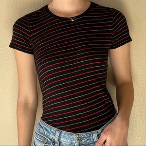 Rag & Bone Striped Black Fitted Tee